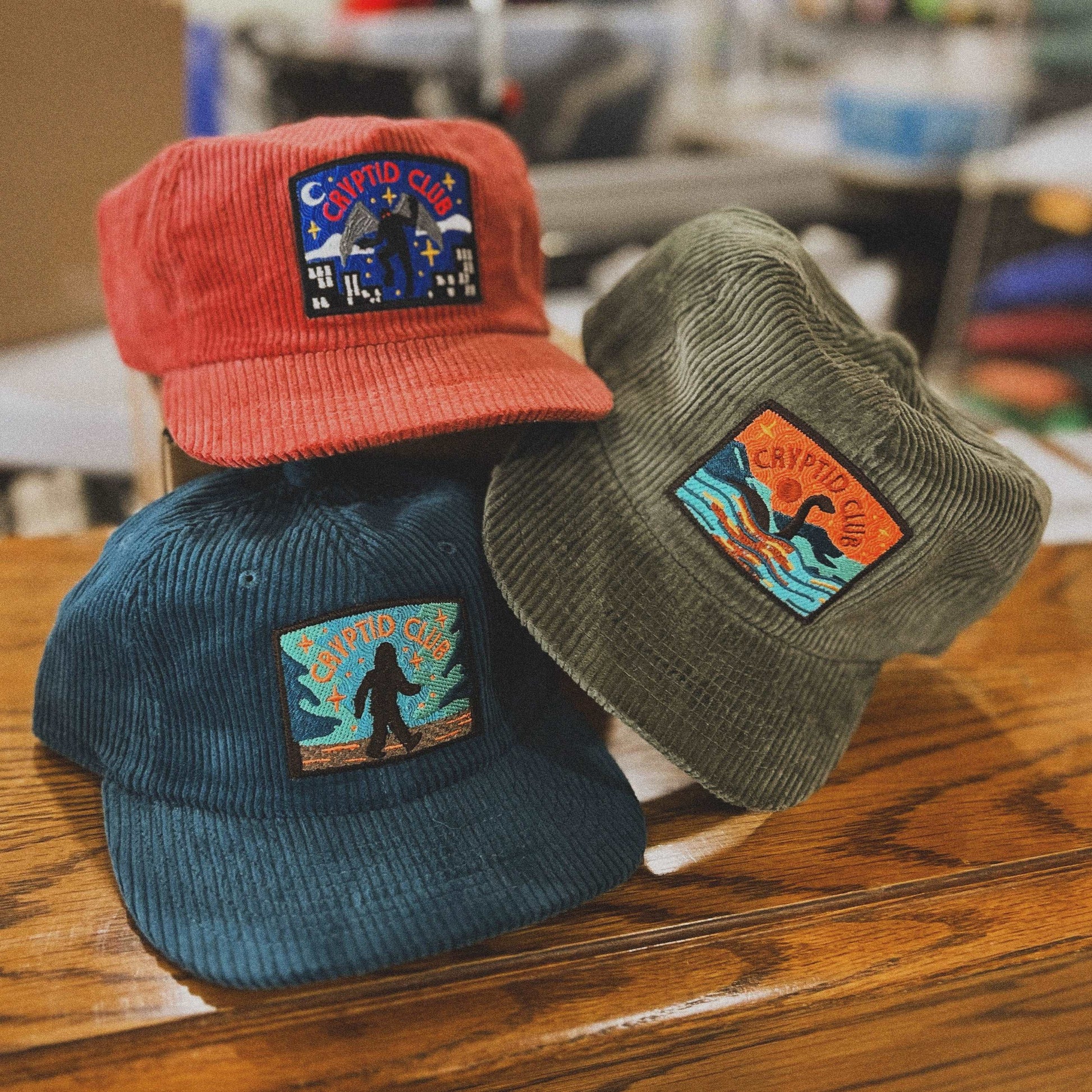 Loch Ness Cryptid Club 5-Panel Corduroy Patch Hat