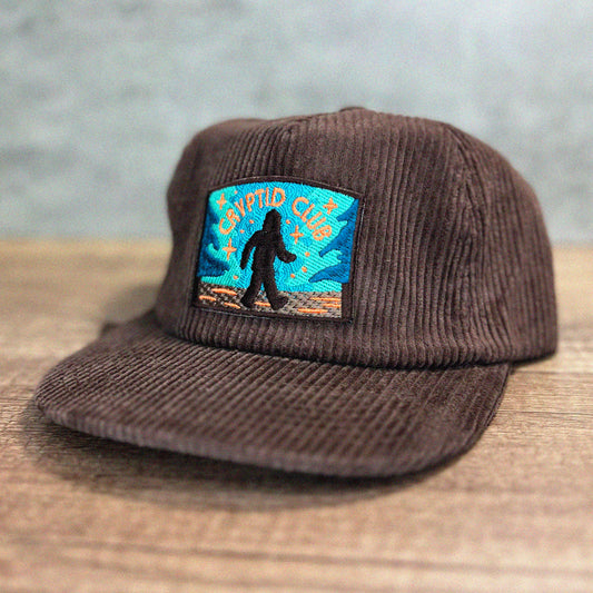 Bigfoot Cryptid Club 5-Panel Corduroy Patch Hat