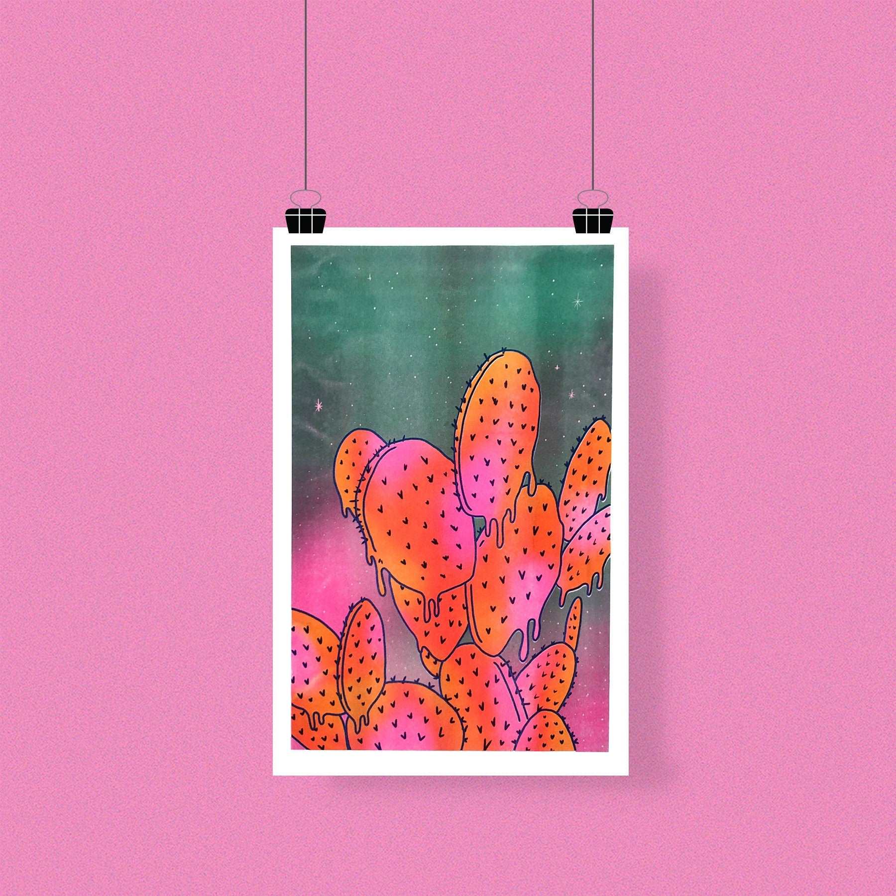 Melting Cactus Riso Print