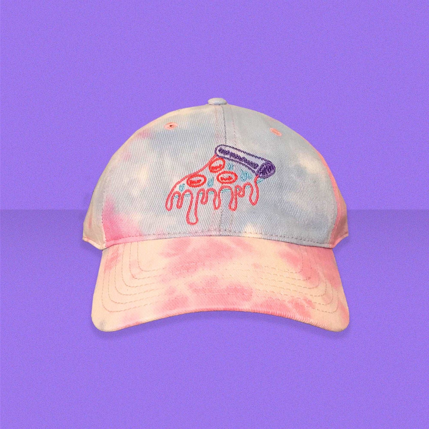 Neon Pizza Tie-Dye Dad Hat