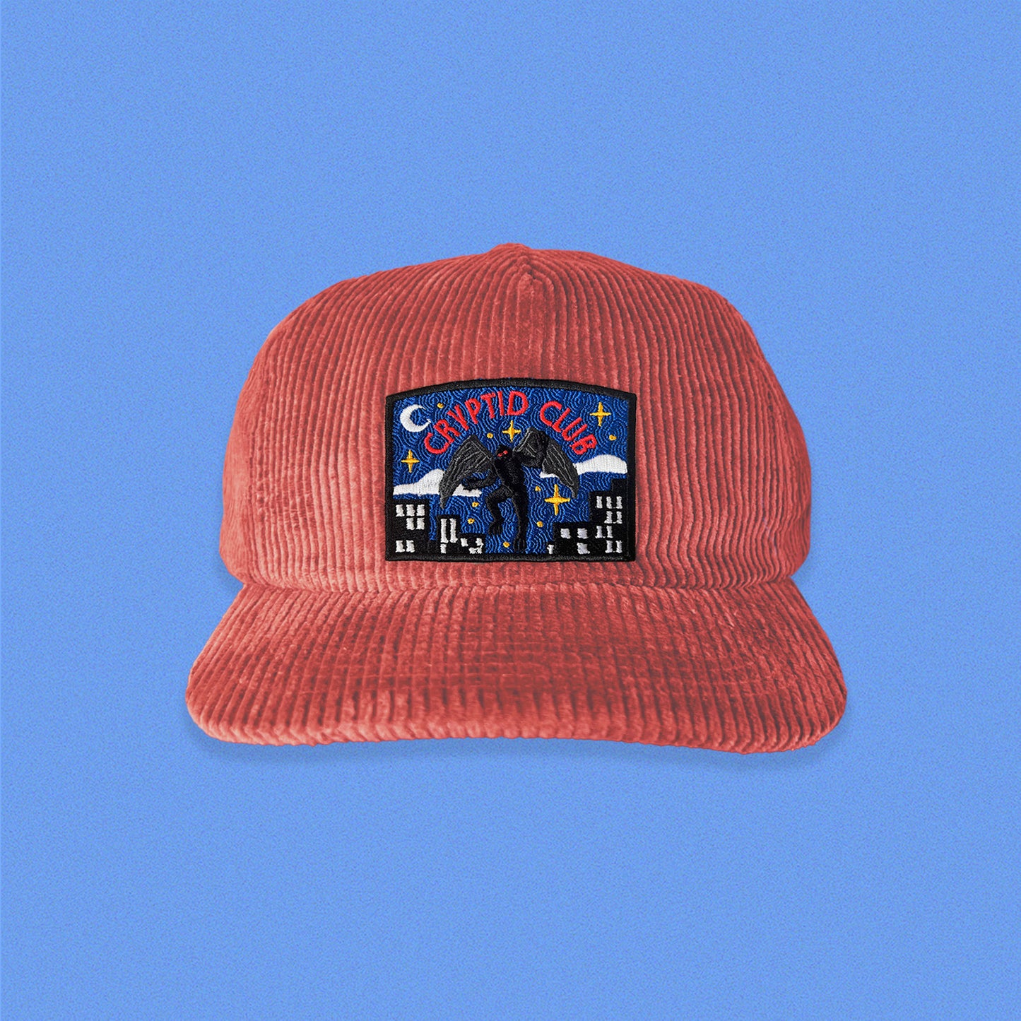 Mothman Cryptid Club 5-Panel Corduroy Patch Hat