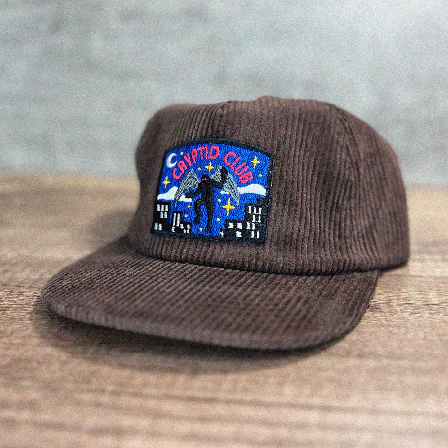 Mothman Cryptid Club 5-Panel Corduroy Patch Hat