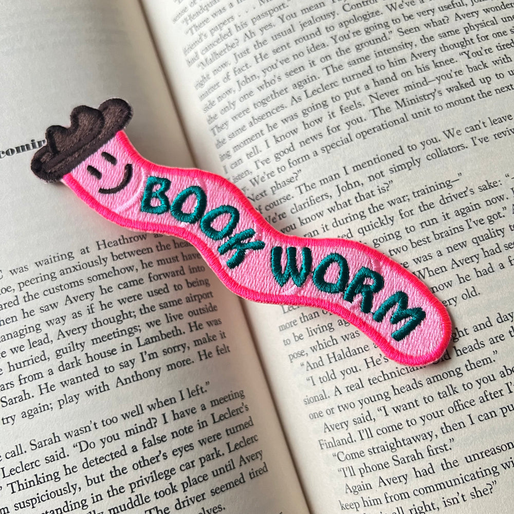 Book Worm Cowboy Embroidered Bookmark