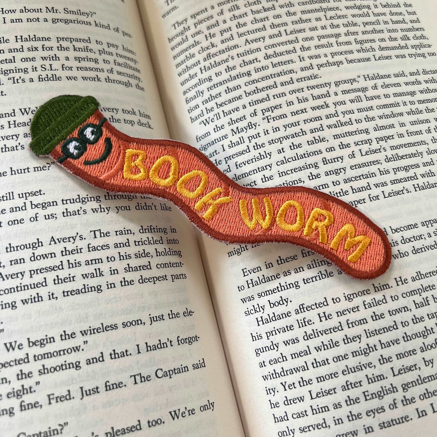 Book Worm Embroidered Bookmark