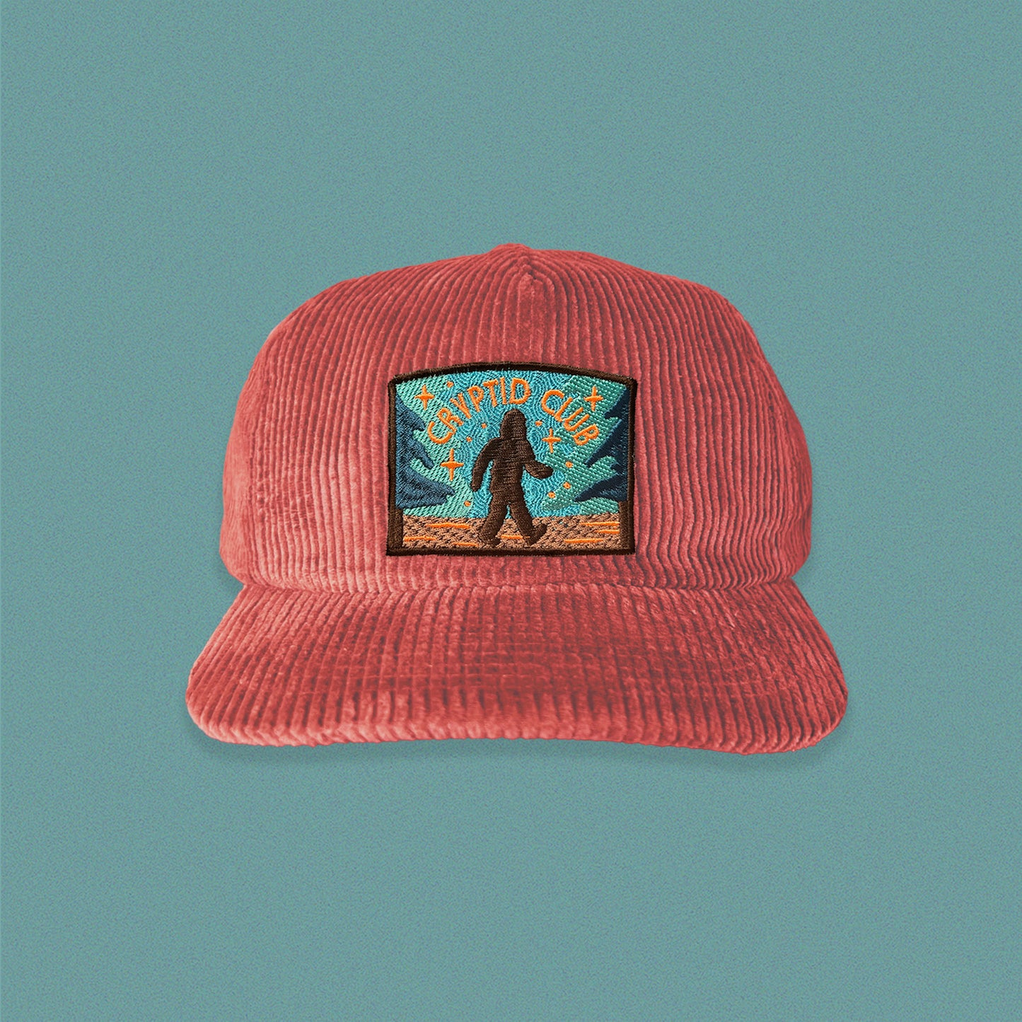 Bigfoot Cryptid Club 5-Panel Corduroy Patch Hat