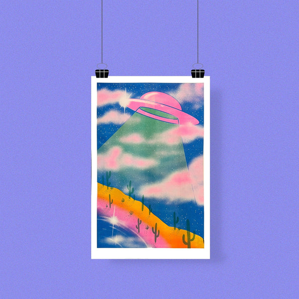 UFO Cotton Candy Risograph Print