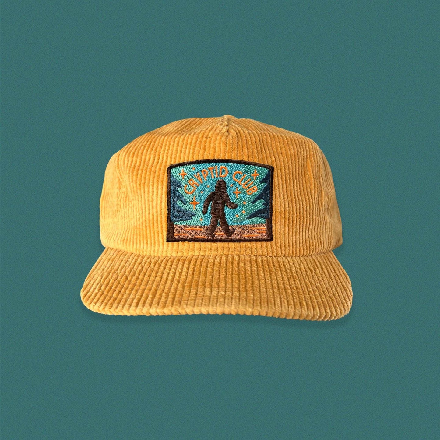 Bigfoot Cryptid Club 5-Panel Corduroy Patch Hat