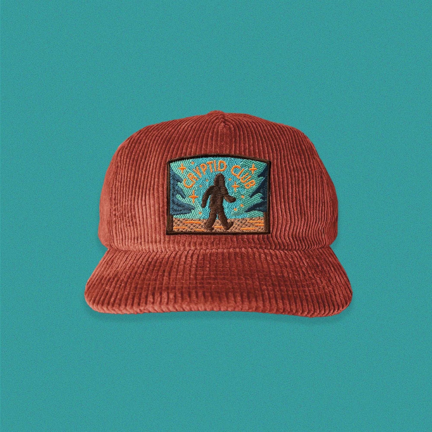 Bigfoot Cryptid Club 5-Panel Corduroy Patch Hat