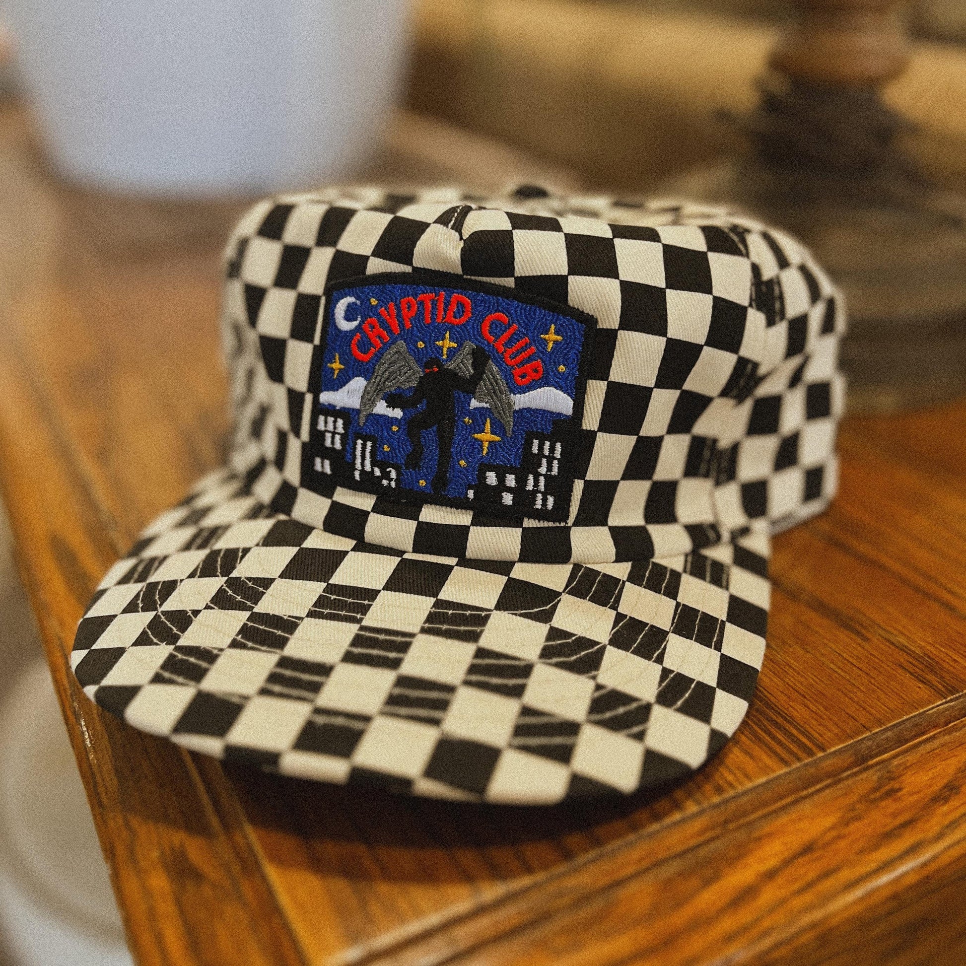 Mothman Cryptid Club 5-Panel Checkered Floppy Hat