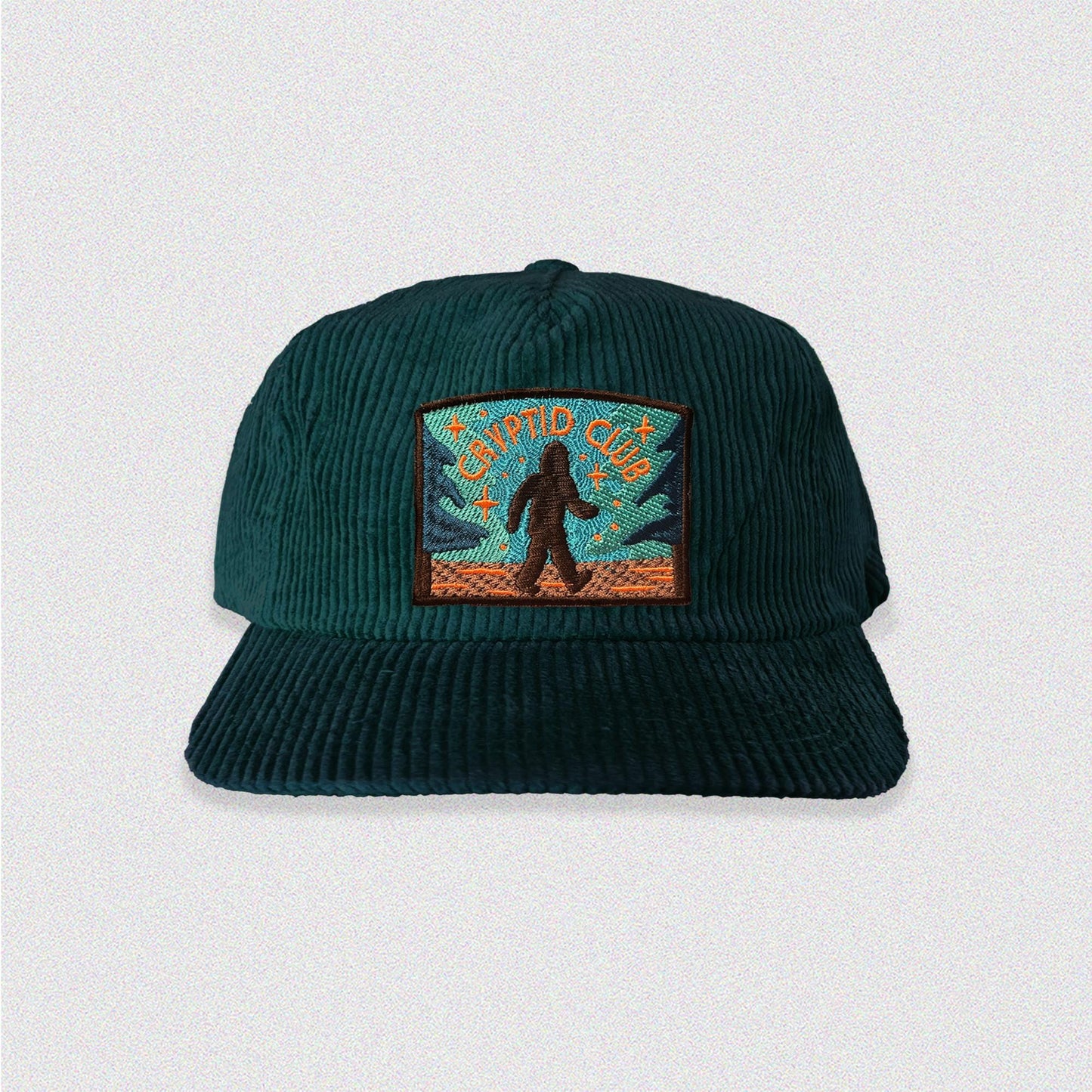 Bigfoot Cryptid Club 5-Panel Corduroy Patch Hat