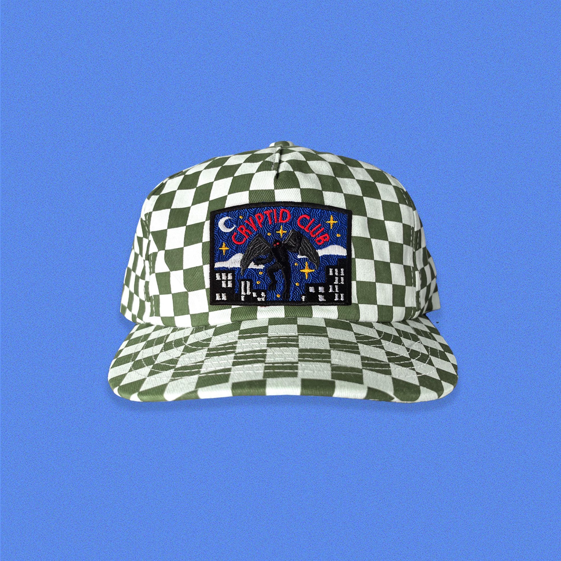 Mothman Cryptid Club 5-Panel Checkered Floppy Hat