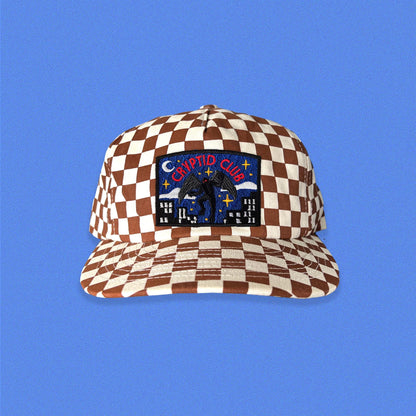 Mothman Cryptid Club 5-Panel Checkered Floppy Hat