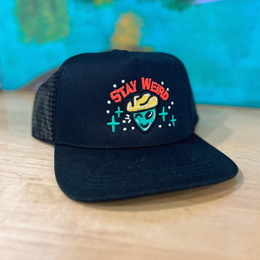 Stay Weird Alien Cowboy Structured Five-Panel Trucker Hat