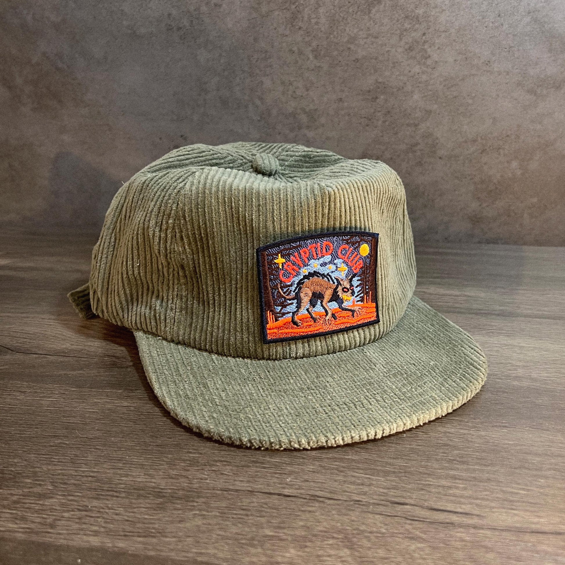 Chupacabra Cryptid Club 5-Panel Corduroy Patch Hat