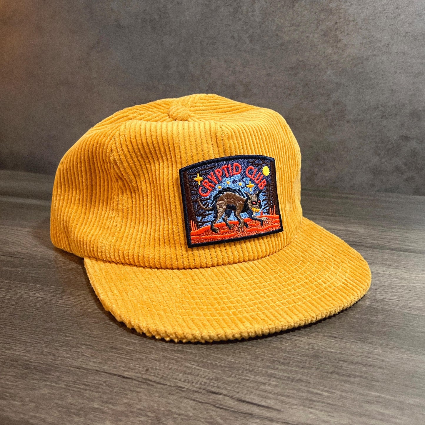 Chupacabra Cryptid Club 5-Panel Corduroy Patch Hat