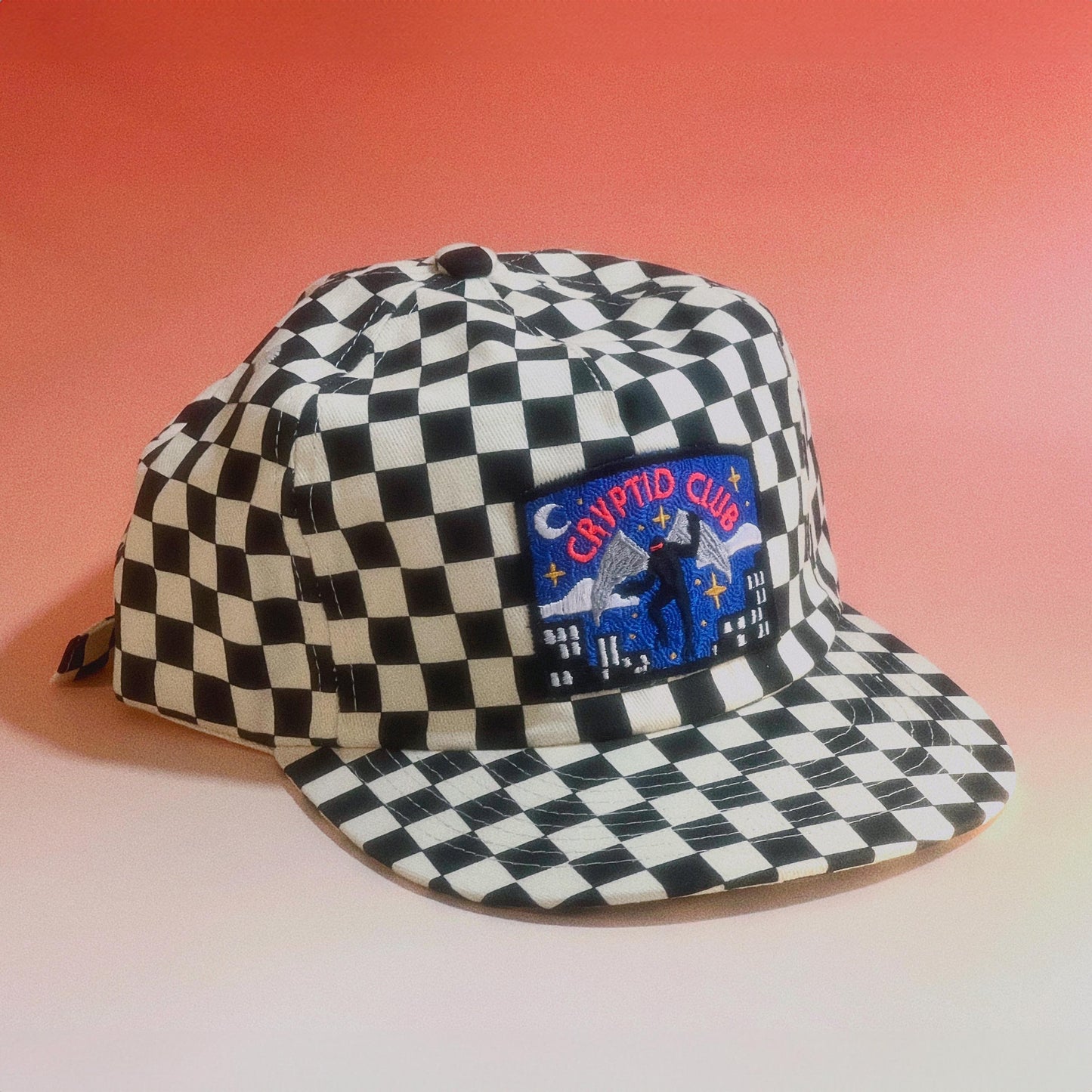 Mothman Cryptid Club 5-Panel Checkered Floppy Hat