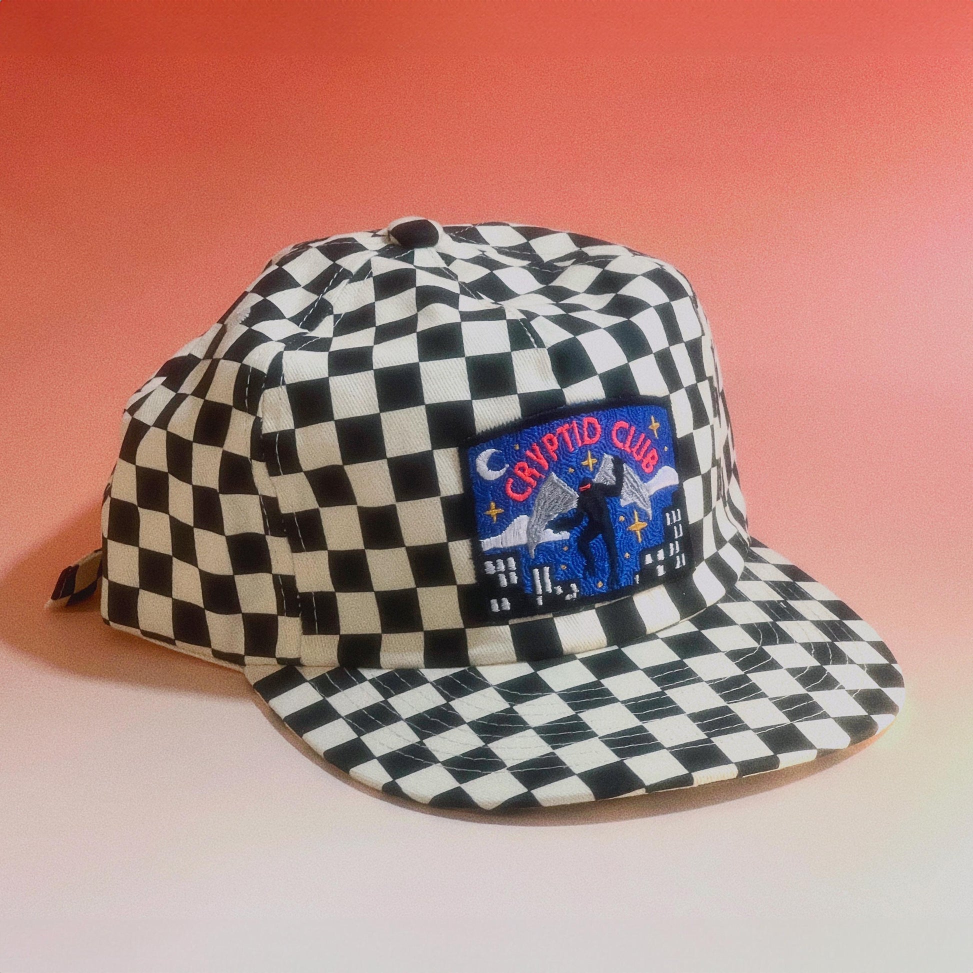 Mothman Cryptid Club 5-Panel Checkered Floppy Hat