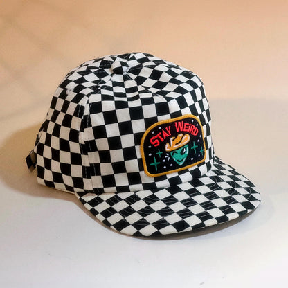 Stay Weird 5-Panel Checkered Floppy Hat