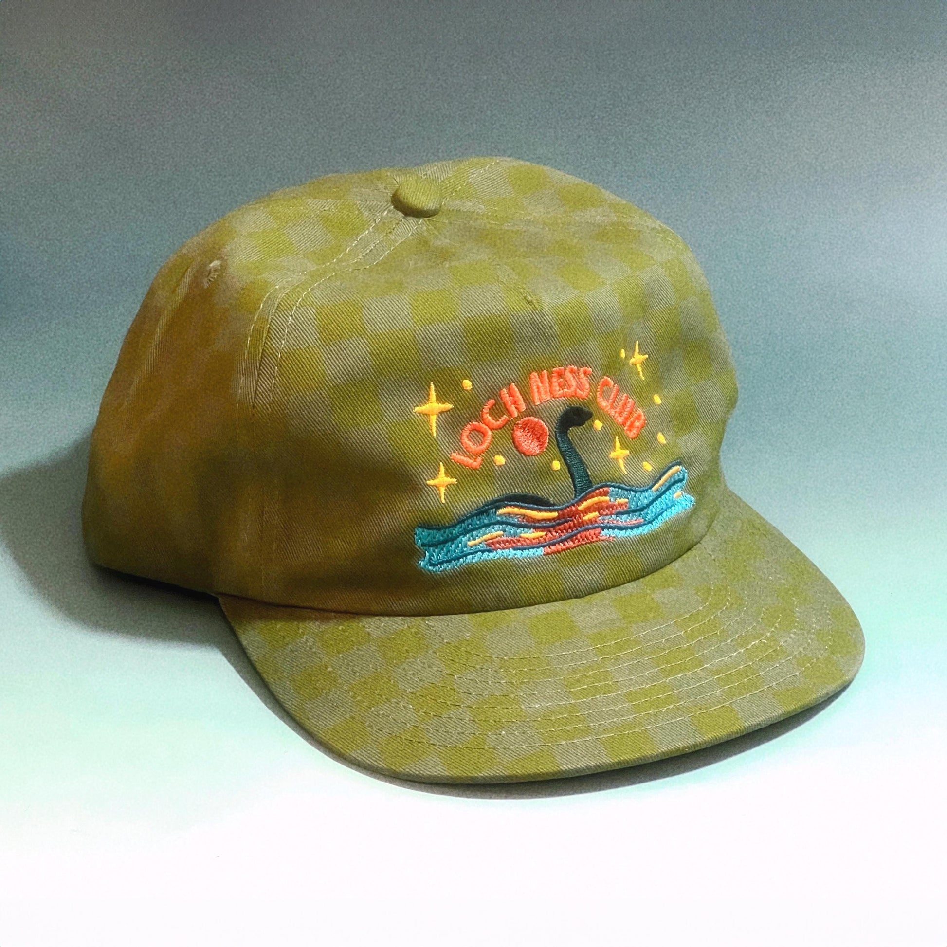 Loch Ness Monster Cryptid Club 5-Panel Checkered Floppy Hat